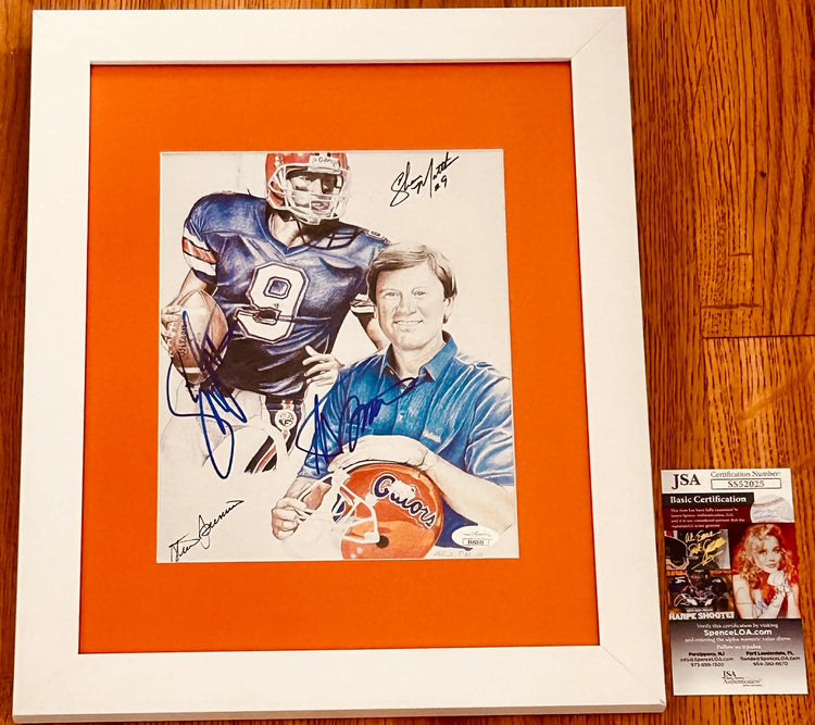 Steve Spurrier Shane Matthews signed Florida Gators art print framed JSA - AutographsForSale.com