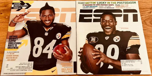 Antonio Brown & Willie Parker Pittsburgh Steelers ESPN Magazines - AutographsForSale.com