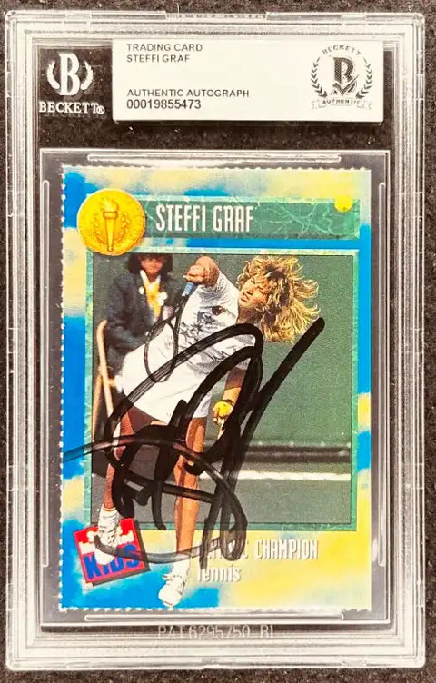 Steffi Graf autographed tennis trading card, Beckett authenticated, signed memorabilia