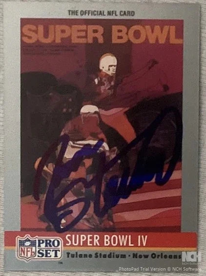 Jan Stenerud signed KC Chiefs 1990 Pro Set Super Bowl 4 program card - AutographsForSale.com