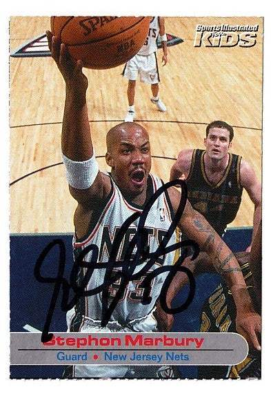 Stephon Marbury autographed SI for Kids card - guard for the New Jersey Nets, signed in black Sharpie