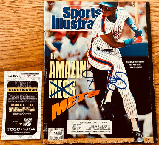 Sports Illustrated magazine featuring Mets player in uniform, signed on cover, with JSA authentication card