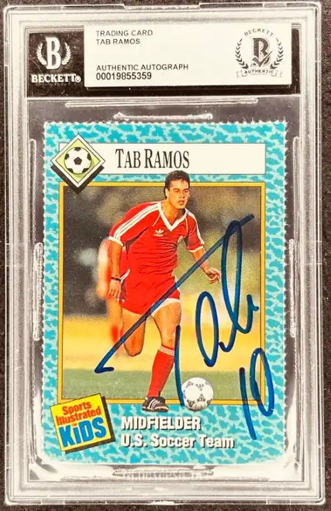 Tab Ramos autographed soccer trading card, U.S. Soccer Team midfielder, Beckett authenticated