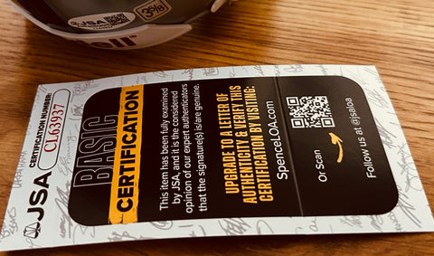 JSA Basic Certification card for authentic autographed memorabilia with QR code verification