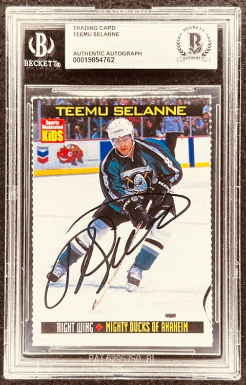 Teemu Selanne signed Ducks 1998 SI for Kids card BAS