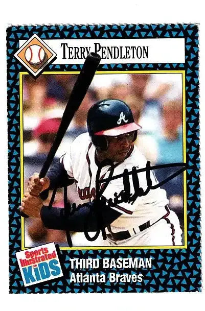 Terry Pendleton autographed SI for Kids card - third baseman for the Atlanta Braves, signed in black Sharpie