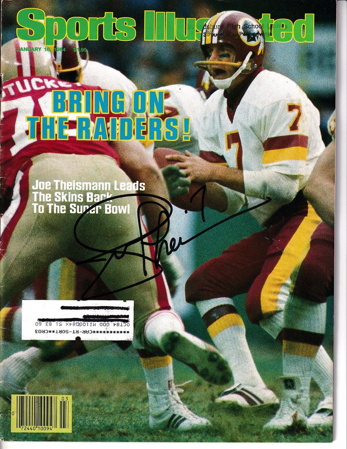 Joe Theismann signed Redskins 1984 Sports Illustrated magazine - AutographsForSale.com