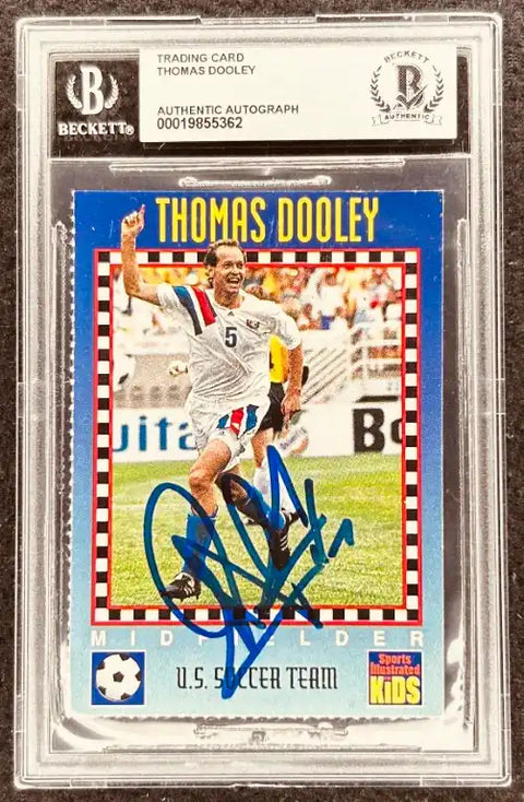 Thomas Dooley autographed U.S. Soccer Team trading card, Beckett authenticated, signed memorabilia