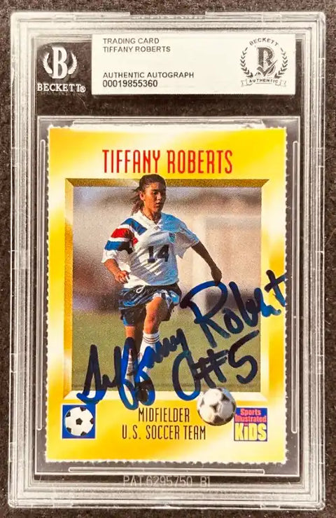 Tiffany Roberts autographed U.S. Soccer Team trading card, Beckett authenticated, midfielder #14