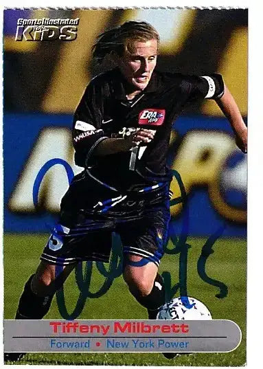 Tiffeny Milbrett autographed SI for Kids card - forward for the New York Power, signed in blue Sharpie