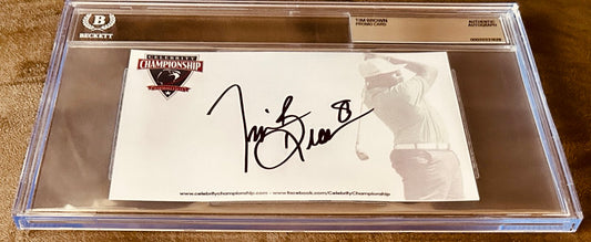 Tim Brown autographed promo card, Beckett authenticated, Celebrity Championship golf event