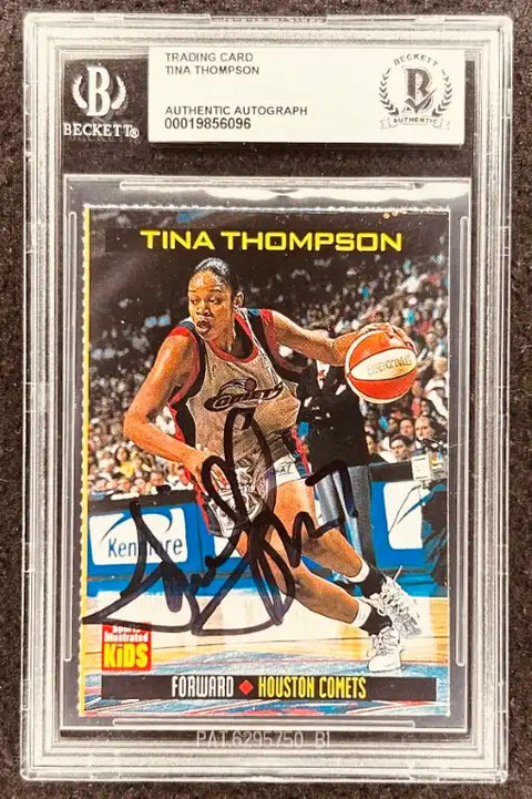 Tina Thompson autographed basketball trading card, Houston Comets, Beckett authenticated