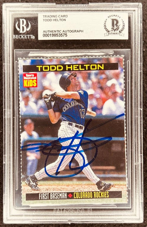 Todd Helton signed Rockies 2000 SI for Kids card BAS