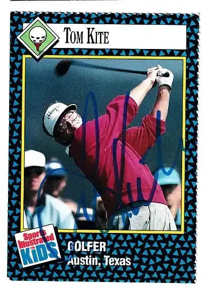 Tom Kite autographed SI for Kids card - PGA golfer, signed in blue Sharpie
