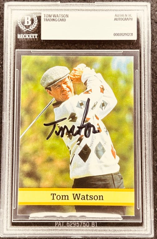 Tom Watson autographed golf trading card, Beckett authenticated, signed memorabilia collectible