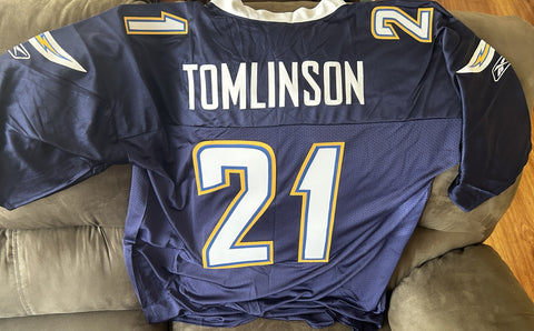 LaDainian Tomlinson Chargers 2007 2008 2009 Reebok navy blue replica jersey - AutographsForSale.com