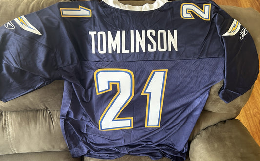 LaDainian Tomlinson Chargers 2007 2008 2009 Reebok navy blue replica jersey - AutographsForSale.com