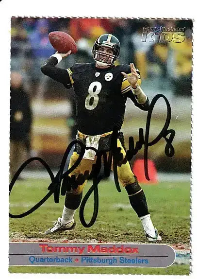 Tommy Maddox autographed SI for Kids card - quarterback for the Pittsburgh Steelers, signed in blue Sharpie