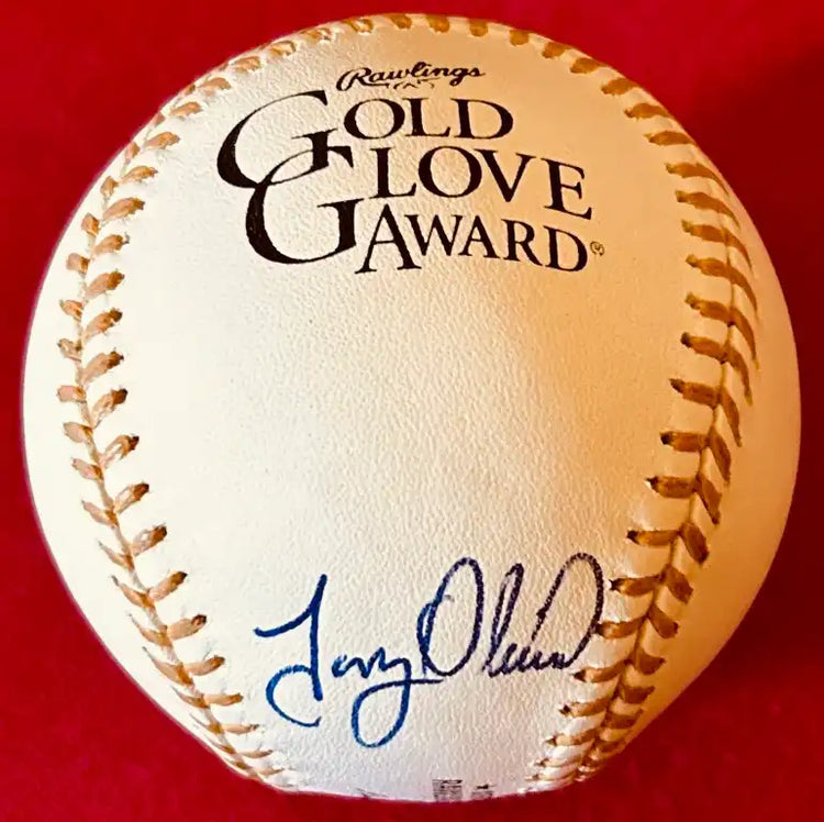 Autographed Rawlings Gold Glove Award baseball signed by Tony Oliva