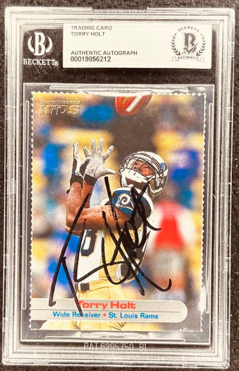 Torry Holt signed Rams 2003 SI for Kids card BAS