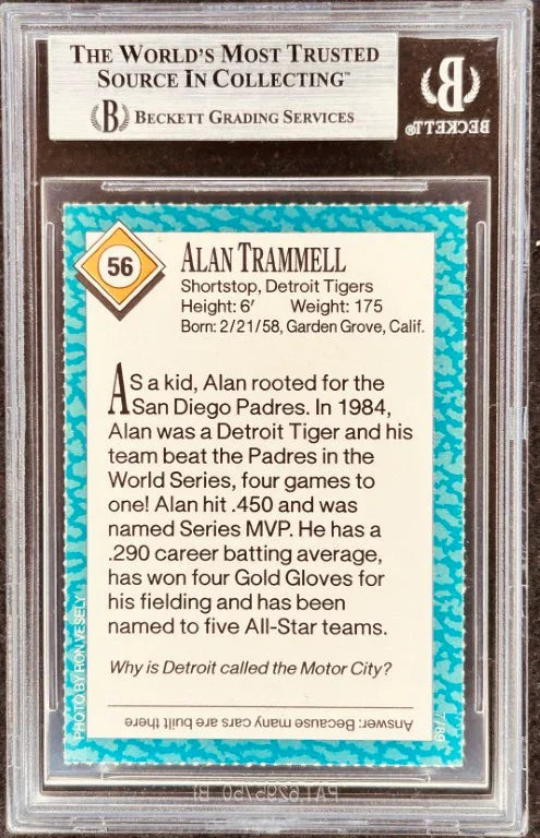 Alan Trammell autographed Detroit Tigers 1989 Sports Illustrated for Kids card BAS - AutographsForSale.com