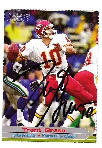 Trent Green autographed SI for Kids card - quarterback for the Kansas City Chiefs, signed in black Sharpie