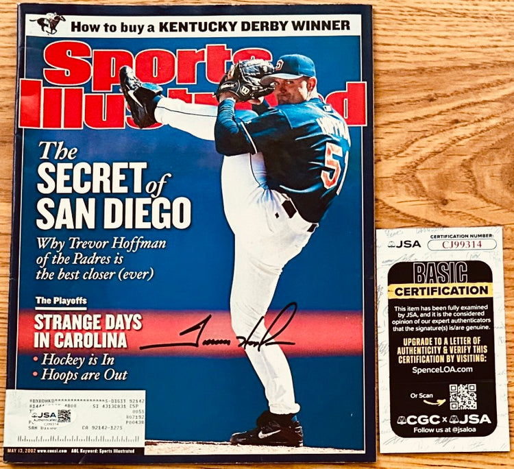 Sports Illustrated magazine signed by Trevor Hoffman with Padres cover and JSA authentication card