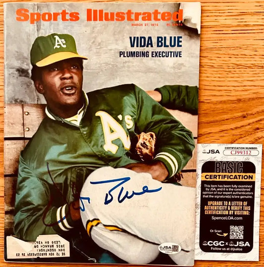 Vida Blue autographed Oakland A’s 1972 Sports Illustrated JSA - AutographsForSale.com