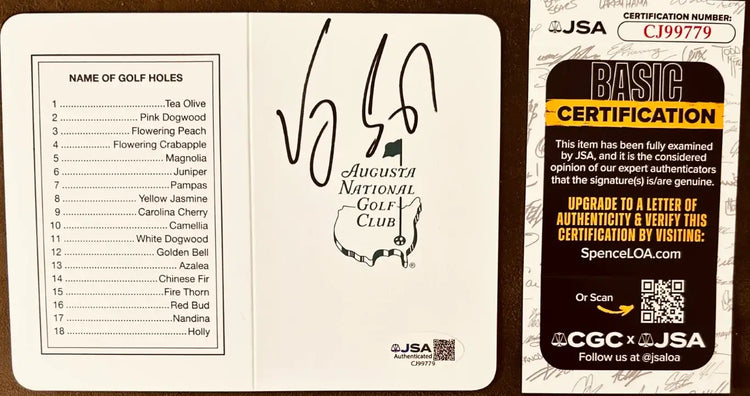 Vijay Singh autographed Augusta National Masters scorecard JSA - AutographsForSale.com