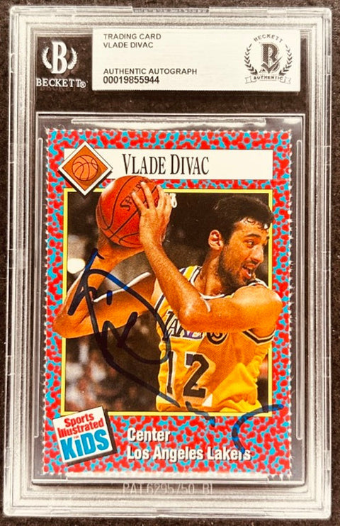 Vlade Divac signed Lakers 1991 SI for Kids card BAS