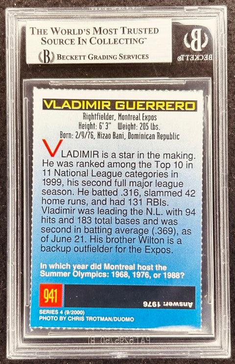 Vladimir Guerrero signed Expos 2000 SI for Kids card BAS (back)