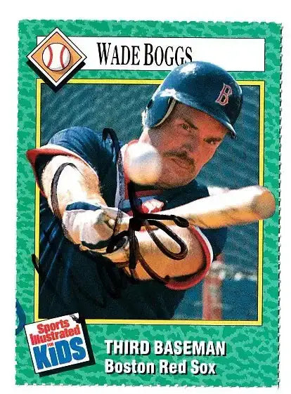 Wade Boggs autographed SI for Kids card - third baseman for the Boston Red Sox, signed in black Sharpie