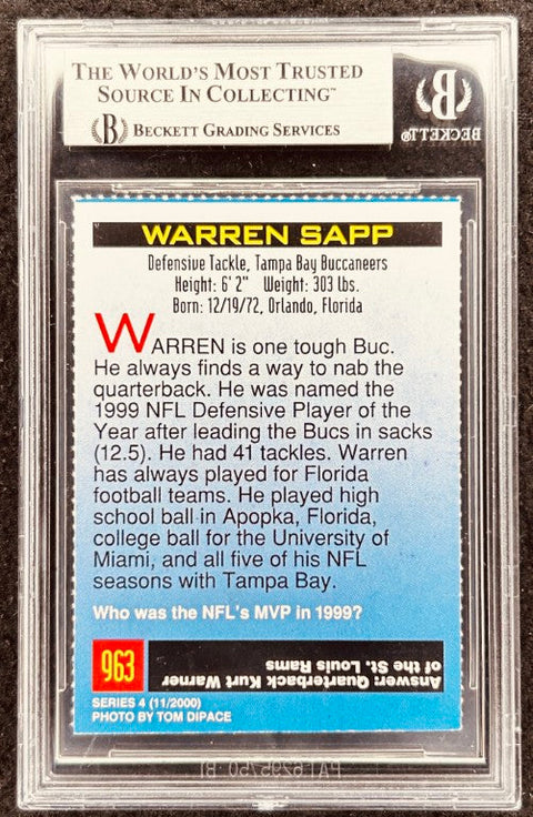 Warren Sapp signed Buccaneers 2000 SI for Kids card BAS slab - AutographsForSale.com