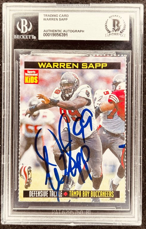 Warren Sapp signed Buccaneers 2000 SI for Kids card BAS slab - AutographsForSale.com