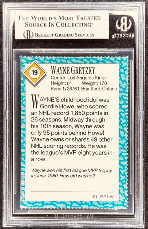 Wayne Gretzky signed Kings 1989 SI for Kids card BAS (back)