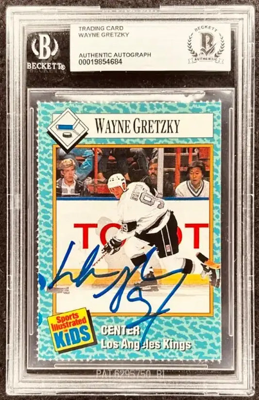 Wayne Gretzky signed LA Kings 1989 SI for Kids card BAS slab - AutographsForSale.com