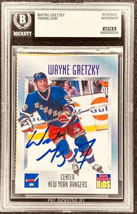 Wayne Gretzky autographed New York Rangers trading card, authenticated by Beckett