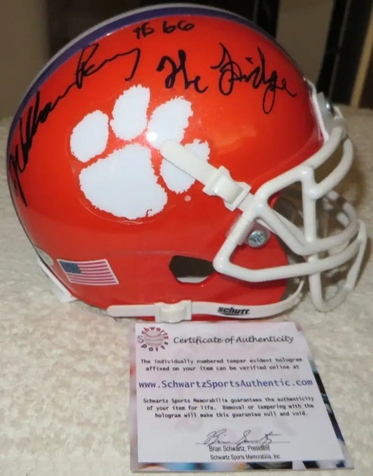 William Perry signed Clemson mini helmet with Fridge (Schwartz) - AutographsForSale.com