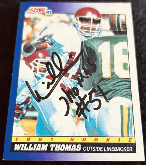 William Thomas signed Texas A&M Philadelphia Eagles 1991 Score Rookie Card - AutographsForSale.com