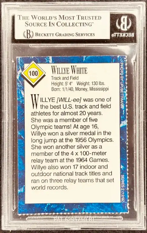 Willye White Olympic track and field athlete trading card, Beckett graded, authentic sports memorabilia