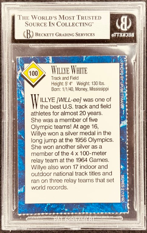 Willye White Olympic track and field athlete trading card, Beckett graded, authentic sports memorabilia