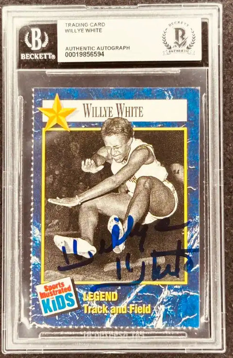 Willye White autographed trading card, Beckett authenticated, Sports Illustrated Kids, track and field legend