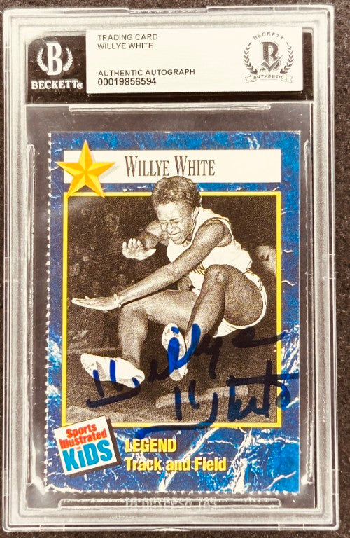 Willye White autographed trading card, Beckett authenticated, Sports Illustrated Kids, track and field legend