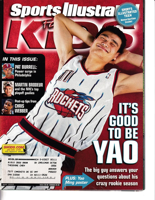 Yao Ming Houston Rockets 2003 SI for Kids magazine & 16x20 poster - AutographsForSale.com