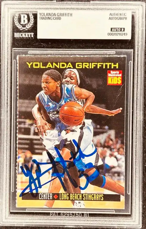 Yolanda Griffith autographed trading card, authenticated by Beckett, featuring her in action with Long Beach Stingrays.