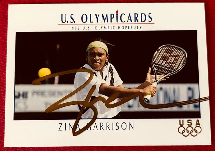 1992 U.S. Olympicards Zina Garrison signed tennis trading card, USA Olympics memorabilia