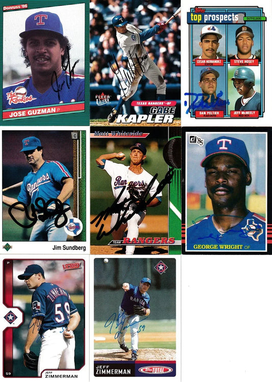 17 Texas Rangers signed cards Jose Guzman RC Gabe Kapler Jim Sundberg - AutographsForSale.com