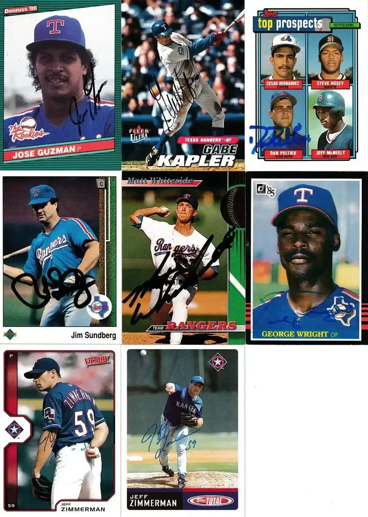 17 Texas Rangers signed cards Jose Guzman RC Gabe Kapler Jim Sundberg - AutographsForSale.com