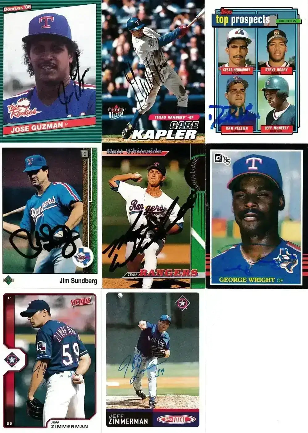 17 Texas Rangers signed cards Jose Guzman RC Gabe Kapler