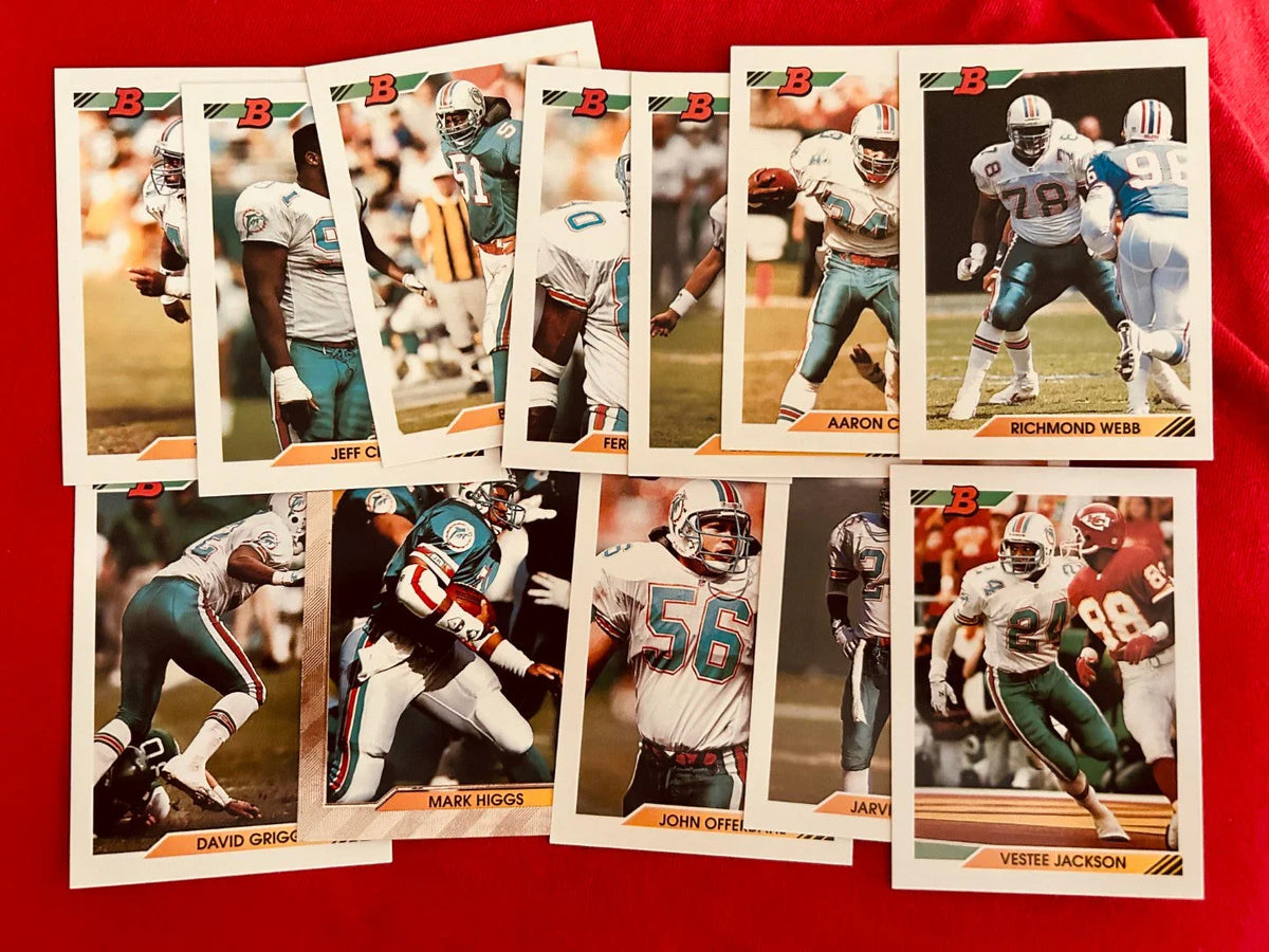Dolphins 1992 Bowman partial team set Bryan Cox Mark Higgs FOIL Richmond Webb - AutographsForSale.com